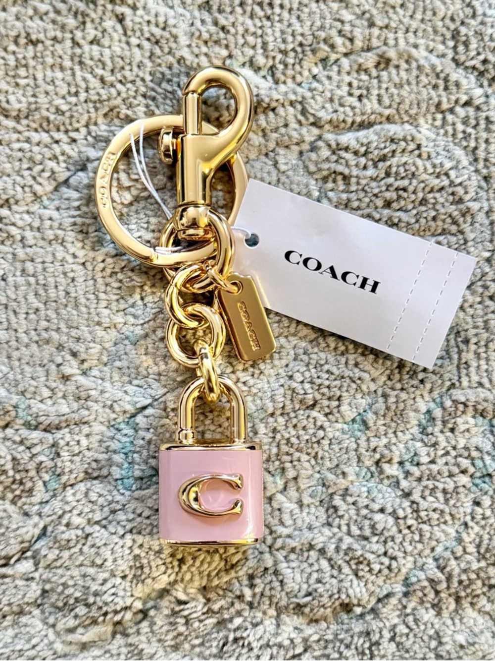 COACH Lock Bag Charm in Carnation Pink/Gold - CEF95